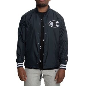 Champion Satin Button Men's Black Jacket Sz S
